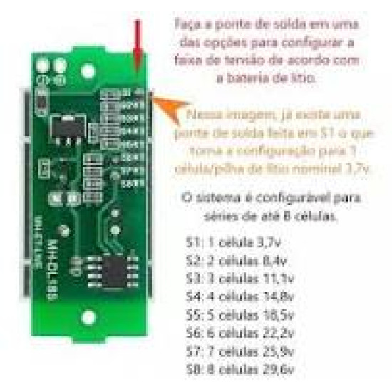 MODULO INDICADOR CAPACIDADE BATERIA LITIO 1S A 8S MODULO INDICADOR CAPACIDADE BATERIA LITIO 1S A 8S