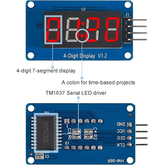 MODULO DISPLAY TM1637 - 7 SEGMENTOS 4 DIGITOS 0,36" VM MODULO DISPLAY TM1637 - 7 SEGMENTOS 4 DIGITOS 0,36" VM