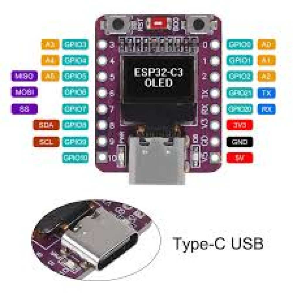 ESP32 C3 SUPER MINI COM MÓDULO OLED 0,42"