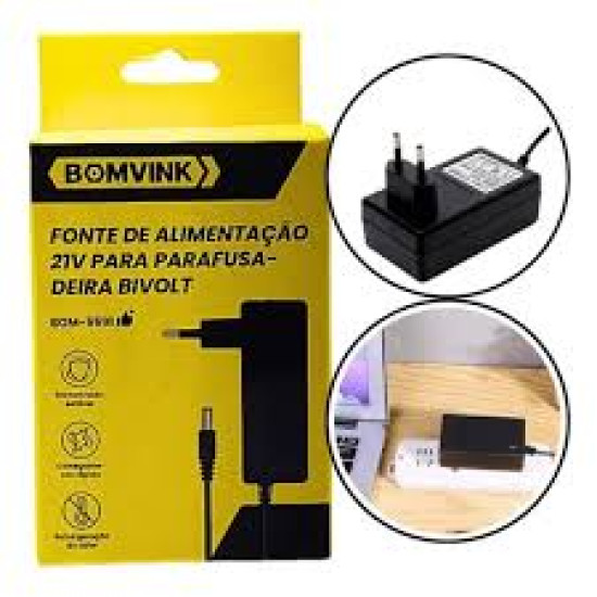 CARREGADOR FONTE 21V BIVOLT 1A RAPIDO