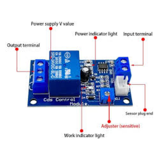 MODULO RELE COM SENSOR DE LUZ LDR XH-M131 5V MODULO RELE COM SENSOR DE LUZ LDR XH-M131 5V