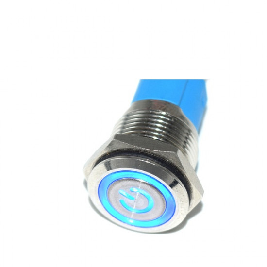 CHAVE PUSH BUTTON 16MM AZUL C/ TRAVA