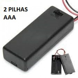 SUPORTE PARA 2 PILHAS AAA C/ TAMPA E CHAVE ON-OFF